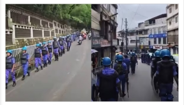 شیلانگ میں فوج اور آر اے ایف کا فلیگ مارچ، کشیدگی کے درمیان سکیورٹی سخت