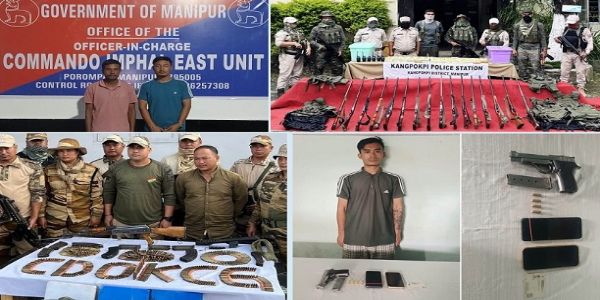 منی پور میں سیکورٹی فورسز کی کارروائی، مشتبہ عسکریت پسندوں گرفتار، اسلحے کا بڑا ذخیرہ برآمد