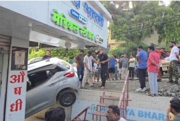 Baleno Car Crashes Into Medical Store