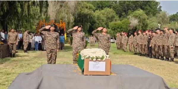 ہریانہ میں مشق کے دوران شہید ہونے والے جوان کو خراج عقیدت پیش کیا گیا